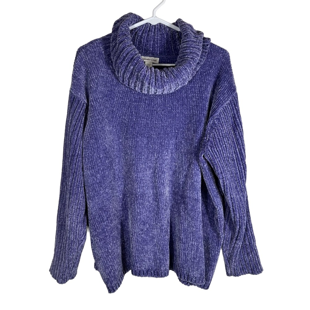 Coldwater Creek Purple Chenille Cowl Neck Ribbed Knit Sweater Womens Plus 1X